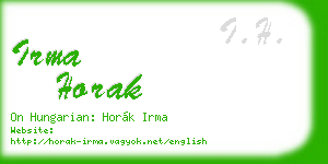 irma horak business card
