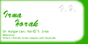 irma horak business card